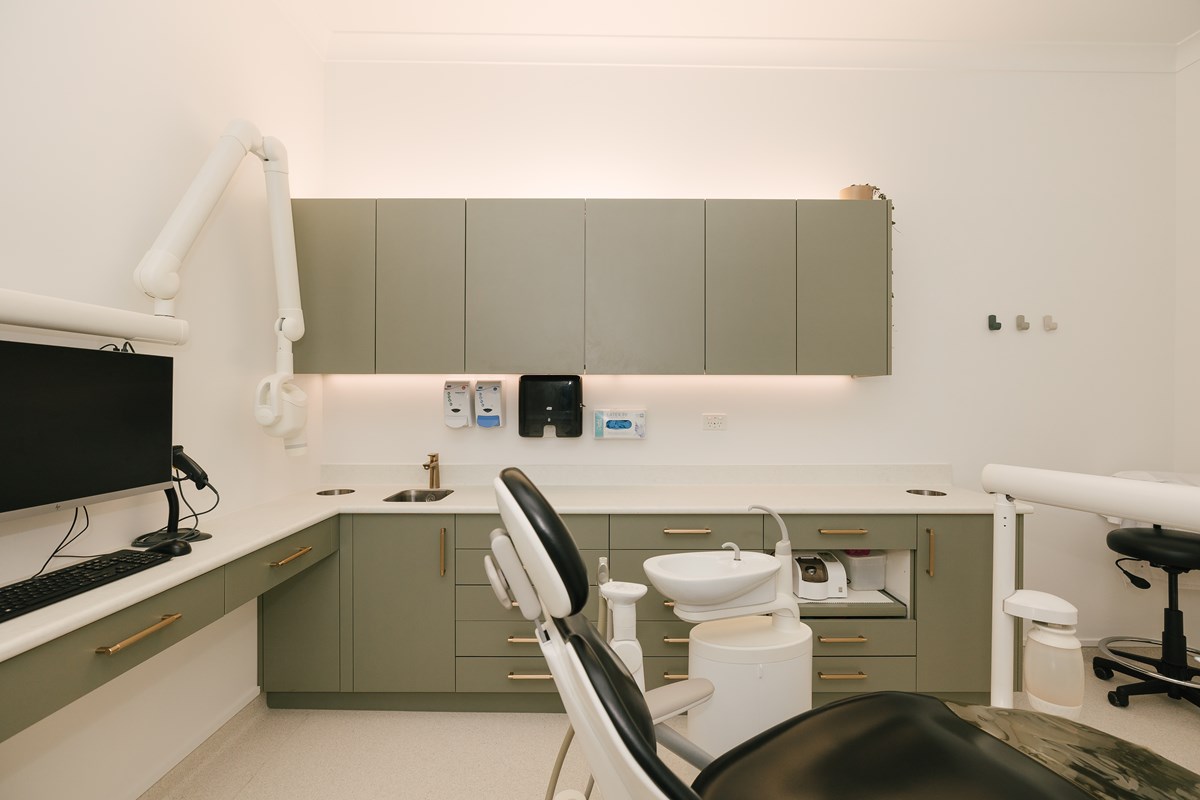 Dental Surgery cabinetry in moss green 